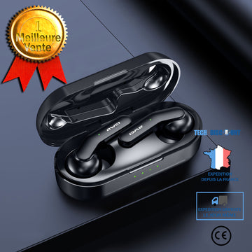 TD® Casque Bluetooth Réduction intelligente du bruit Casque de charge sans fil Bluetooth V5.1 Conception tactile Conception étanche